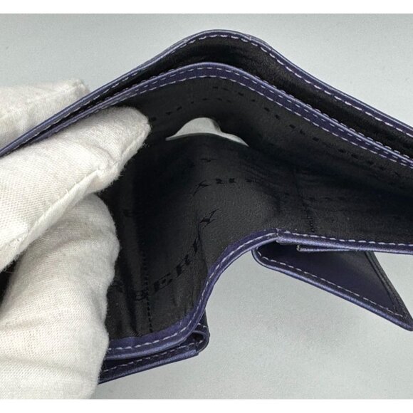 Burberry Bifold Wallet In Navy Blue Leather With Inner Logo Print - Picture 9 of 15
